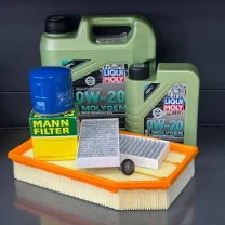 Комплект для ТО Liqui Moly 0w20 Jeep Wrangler 2.0 2018 (Масло 4+1, фільтр масляний, фільтр повітряний, фільтр салону вугільний,