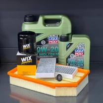 Комплект для ТО Liqui Moly 0w20 Jeep Wrangler 2.0 2018 (Масло 4+1, фільтр масляний, фільтр повітряний, фільтр салону вугільний,