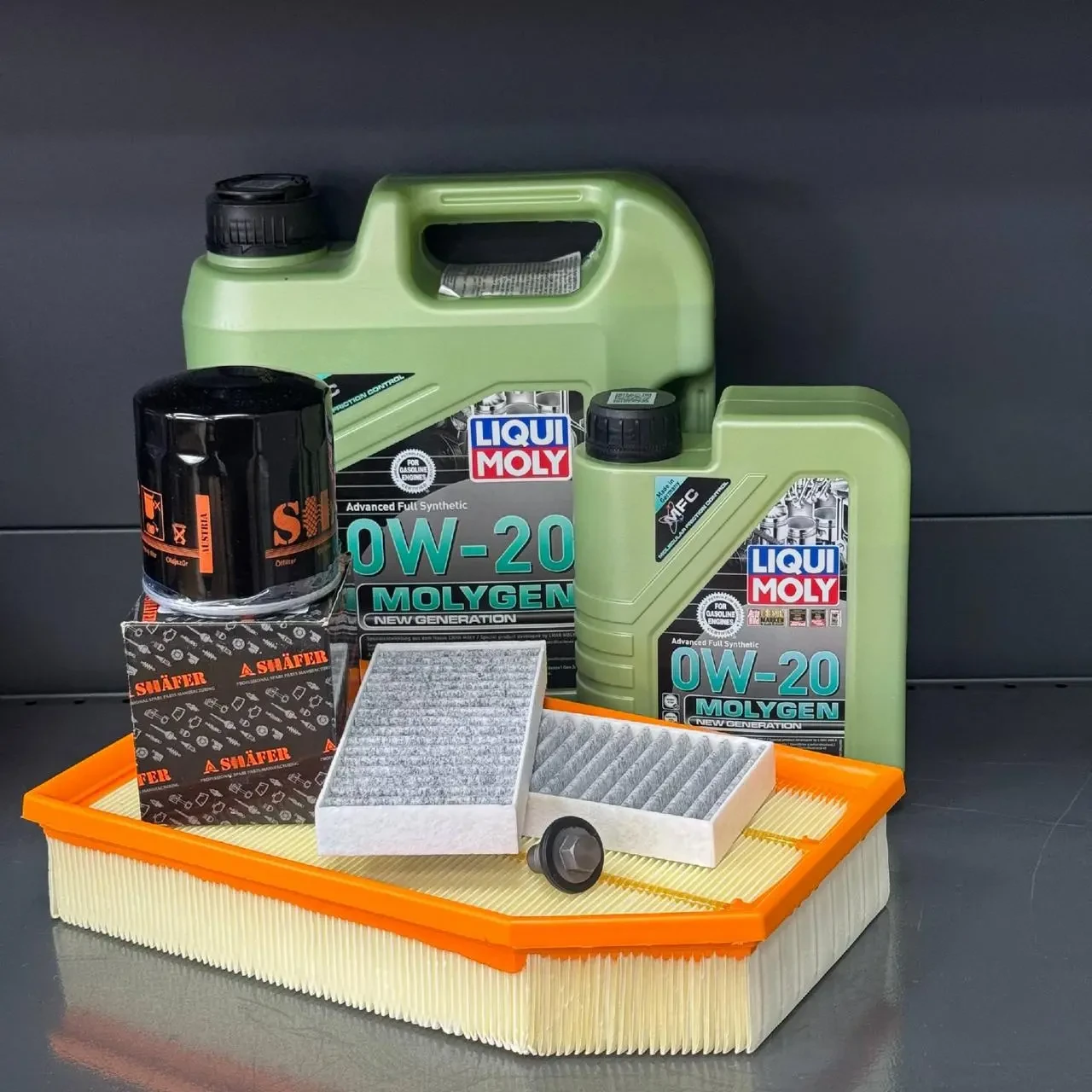 Комплект для ТО Liqui Moly 0w20 Jeep Wrangler 2.0 2018 (Масло 4+1, фільтр масляний, фільтр повітряний, фільтр салону вугільний,