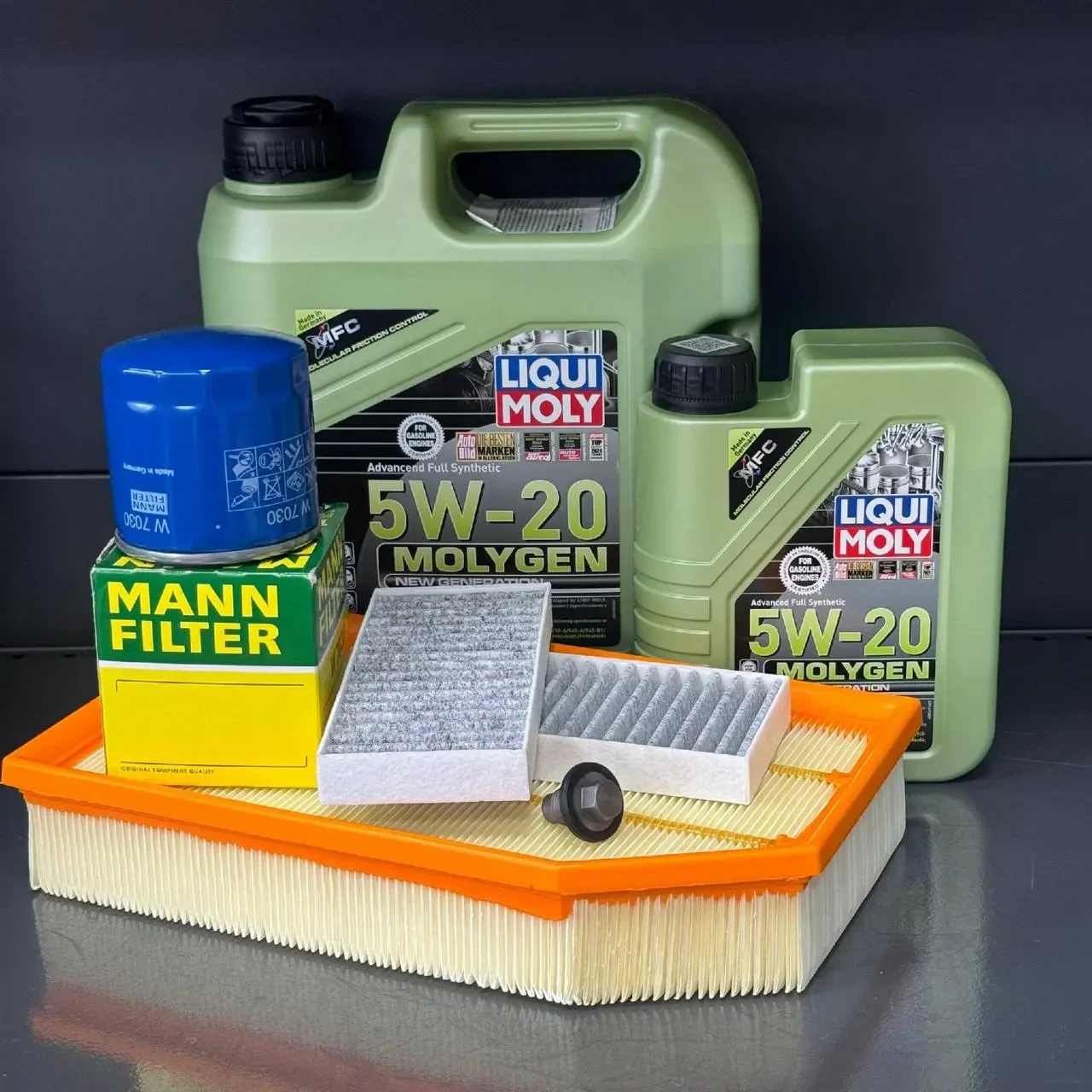 Комплект для ТО Liqui Moly 5w20 Jeep Wrangler 2.0 2018 (Масло 4+1, фільтр масляний, фільтр повітряний, фільтр салону вугільний,
