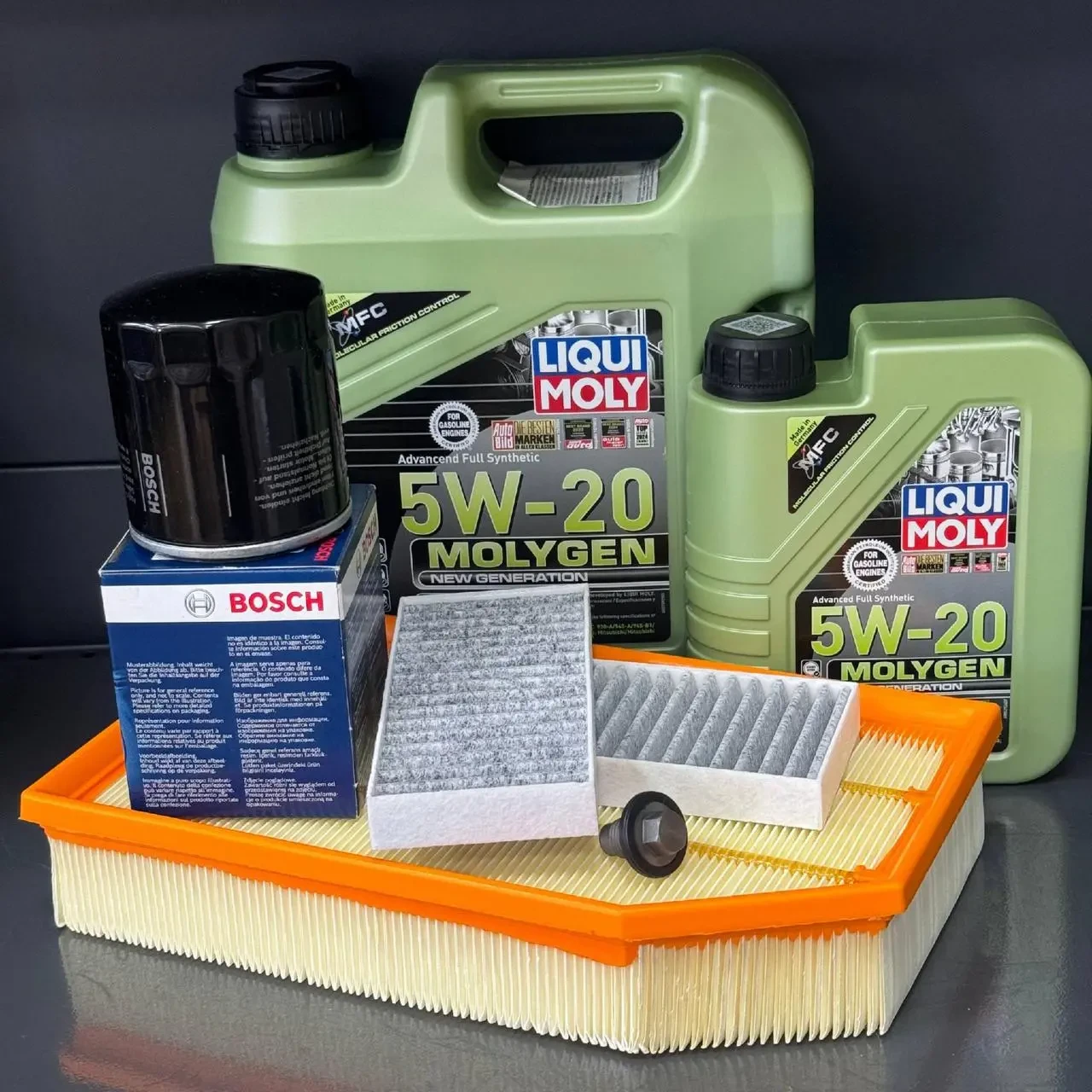 Комплект для ТО Liqui Moly 5w20 Jeep Wrangler 2.0 2018 (Масло 4+1, фільтр масляний, фільтр повітряний, фільтр салону вугільний,