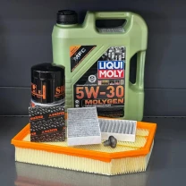 Комплект для ТО Liqui Moly 5w30 Jeep Wrangler 2.0 2018 (Масло, фільтр масляний, фільтр повітряний, фільтр салону вугільний, зливна