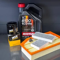 Комплект для ТО Motul 5w20 Jeep Wrangler 2.0 2018 (Масло, фільтр масляний, фільтр повітряний, фільтр салону вугільний, зливна