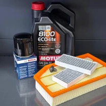 Комплект для ТО Motul 5w30 Jeep Wrangler 2.0 2018 (Масло, фільтр масляний, фільтр повітряний, фільтр салону вугільний, зливна