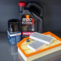 Комплект для ТО Motul 0w20 Jeep Wrangler 2.0 2018 (Масло, фільтр масляний, фільтр повітряний, фільтр салону вугільний, зливна