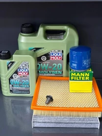 Комплект для ТО Liqui Moly 0w20 Dodge Journey 2.4 (Масло 4+1, фільтр масляний, фільтр повітряний, фільтр салону вугільний, зливна