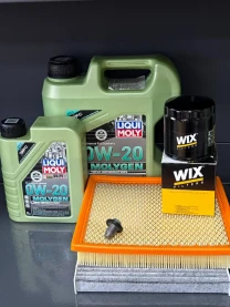 Комплект для ТО Liqui Moly 0w20 Dodge Journey 2.4 (Масло 4+1, фільтр масляний, фільтр повітряний, фільтр салону вугільний, зливна