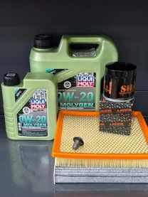 Комплект для ТО Liqui Moly 0w20 Dodge Journey 2.4 (Масло 4+1, фільтр масляний, фільтр повітряний, фільтр салону вугільний, зливна