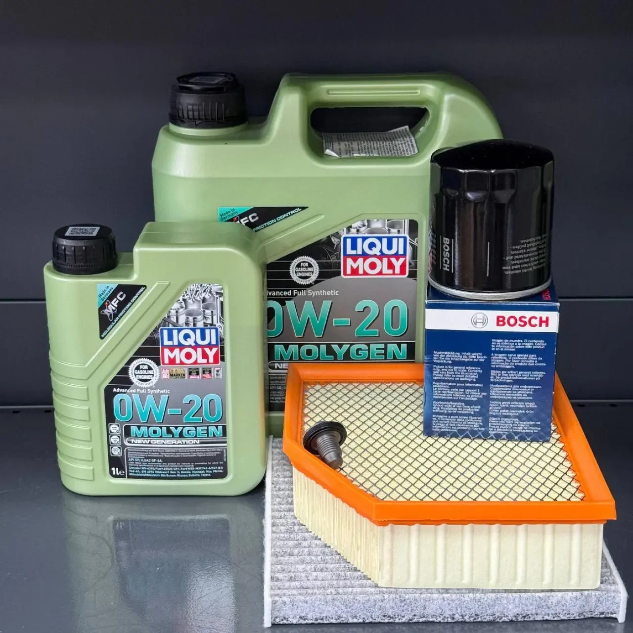 Комплект для ТО Liqui Moly  0w20 DODGE DART 2.0/2.4 (Масло 4+1, фільтр масляний, фільтр повітряний, фільтр салону вугільний,