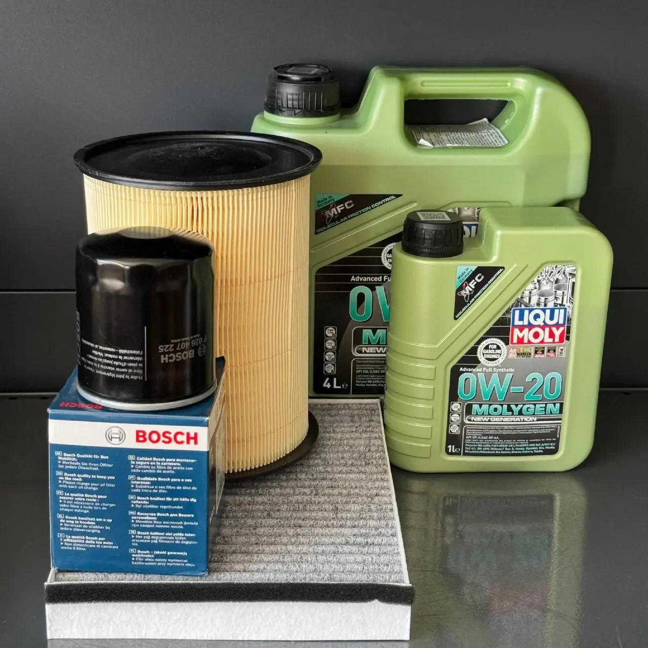 Комплект для ТО Liqui Moly 0w20 Ford focus (2.0) 12-18 Focus (1.0L) 15-18 Escape (1.5 L) 17-19/(1.6 L) 13 (Масло 4+1л, фільтр