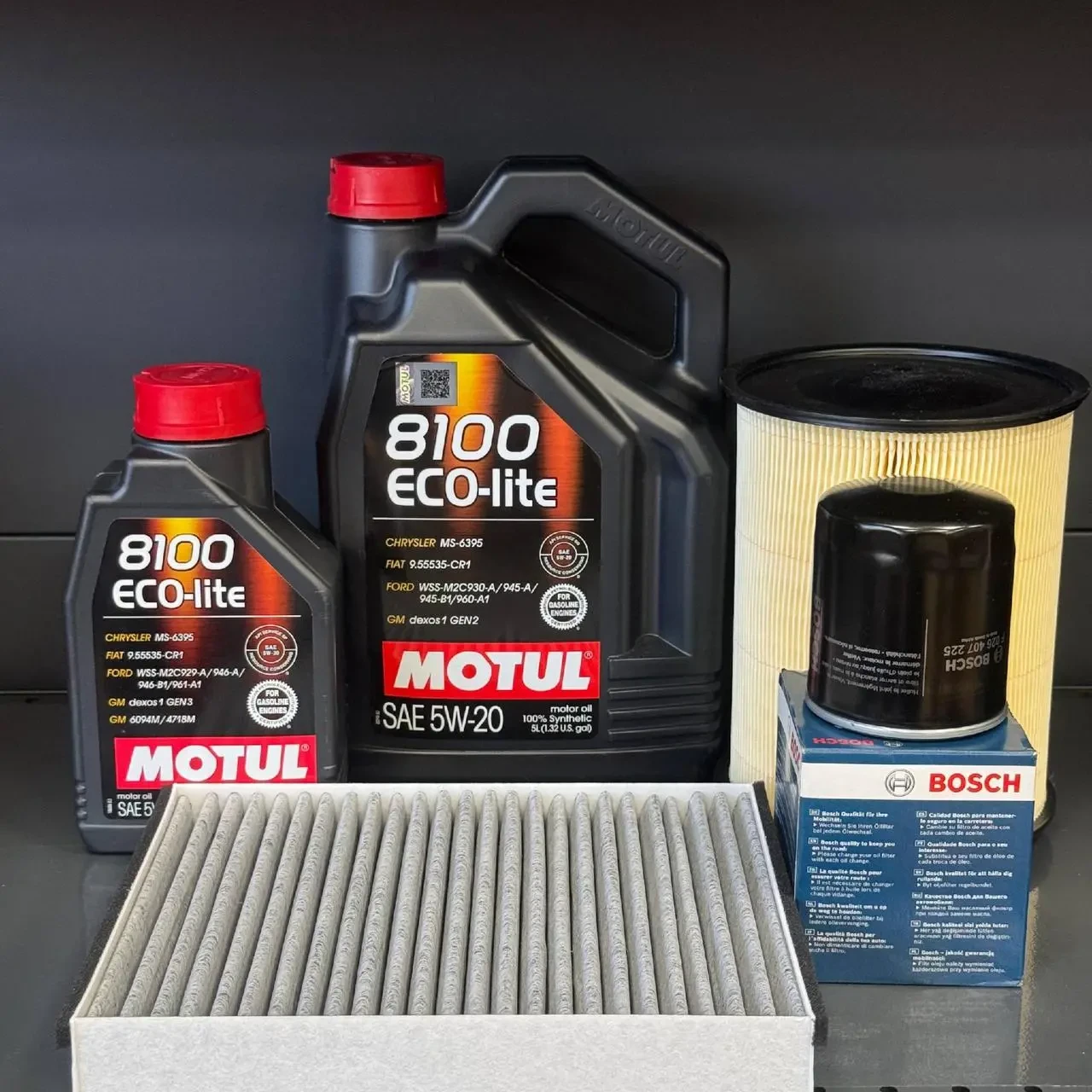 Комплект для ТО Motul 5w20 Lincoln MKC 2.0/2.3 15-19 Ford Focus 2.3 16-18/Escape 2.0 13-18 (Масло 5+1л, фільтр масляний, фільтр