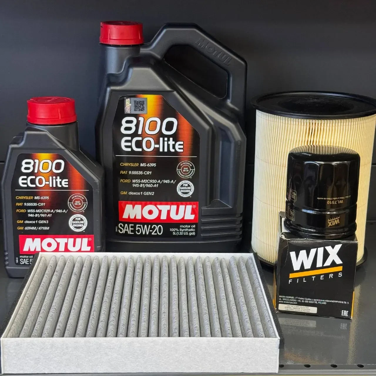 Комплект для ТО Motul 5w20 Lincoln MKC 2.0/2.3 15-19 Ford Focus 2.3 16-18/Escape 2.0 13-18 (Масло 5+1л, фільтр масляний, фільтр