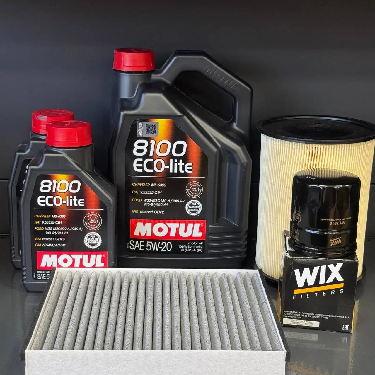 Комплект для ТО Motul  5w20 Ford Transit Connect (1.6 L) 14-16 (Масло 5+1+1л, фільтр масляний, фільтр повітряний, фільтр салону