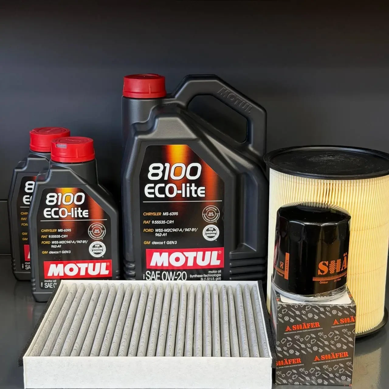 Комплект для ТО Motul  0w20 Ford Transit Connect (1.6 L) 14-16 (Масло 5+1+1л, фільтр масляний, фільтр повітряний, фільтр салону