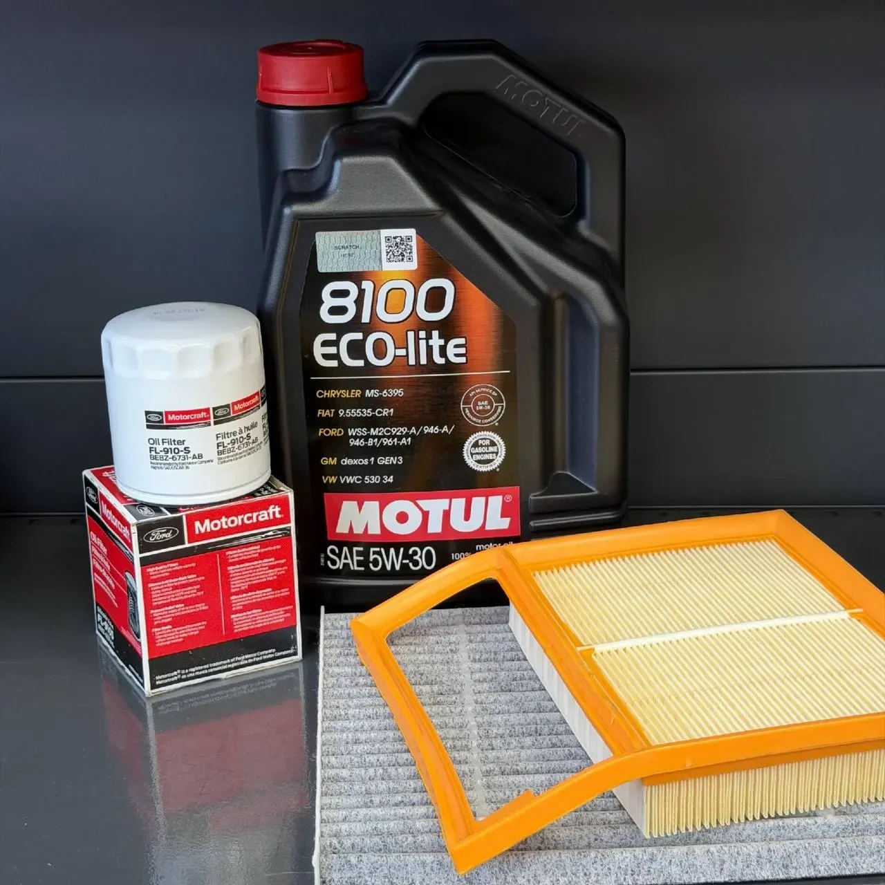 Комплект для ТО Motul 5w30 Ford Fusion 2.0 13-20 hybrid Lincoln MKZ 2.0 14-18 Hybrid (Масло, фільтр масляний, фільтр повітряний,