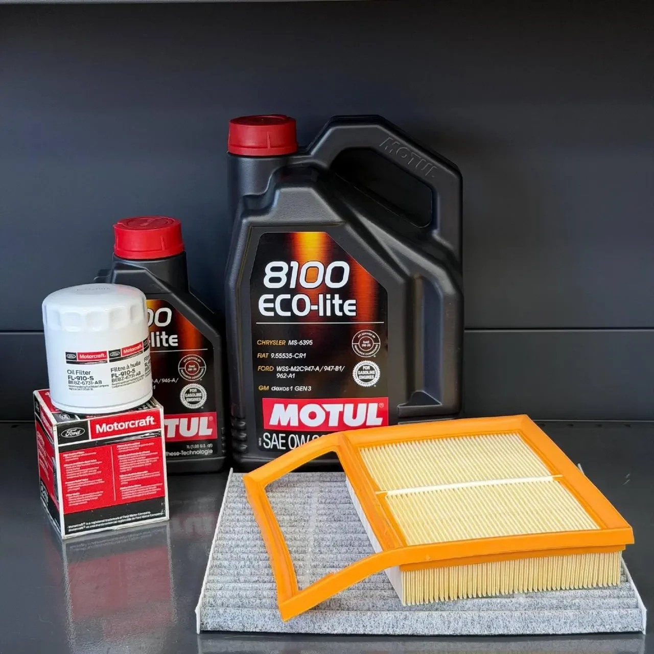 Комплект для ТО Motul 0w20 Ford Fusion 2.0 13-20 Ecoboost Lincoln MKZ 2.0 14-18 Ecoboost (Масло 5+1л, фільтр масляний, фільтр