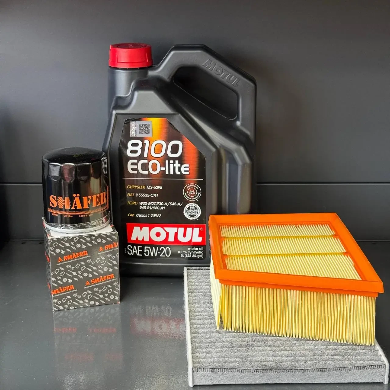 Комплект для ТО Motul  5w20 Ford EcoSport (1.0) 20-21/(2.0) 18-21  (Масло, фільтр масляний, фільтр повітряний, фільтр салону