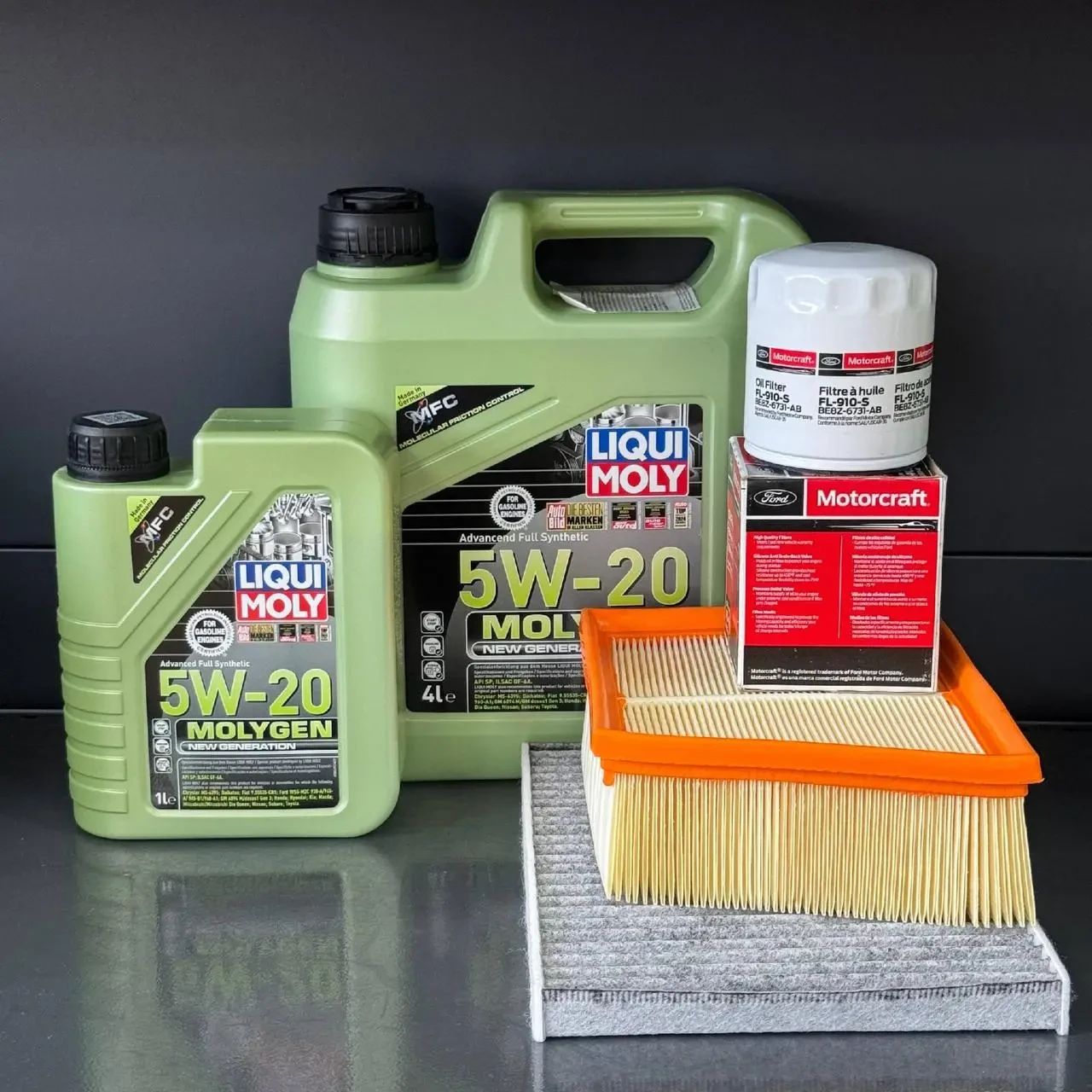 Комплект для ТО Liqui Moly 5w20 Ford Fiesta (1.0) 14-17/(1.6) 14-19 (Масло 4+1, фільтр масляний, фільтр повітряний, фільтр салону