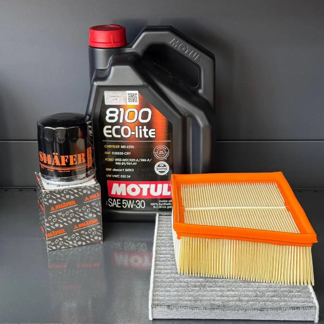 Комплект для ТО Motul  5w30 Ford Fiesta (1.0) 14-17/(1.6) 14-19 (Масло, фільтр масляний, фільтр повітряний, фільтр салону