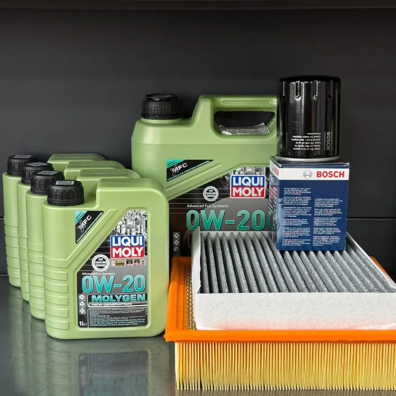 Комплект для ТО Liqui Moly 0w20 Ford F-150 (5.0) 15-23 (Масло, фільтр масляний, фільтр повітряний, фільтр салону вугільний)