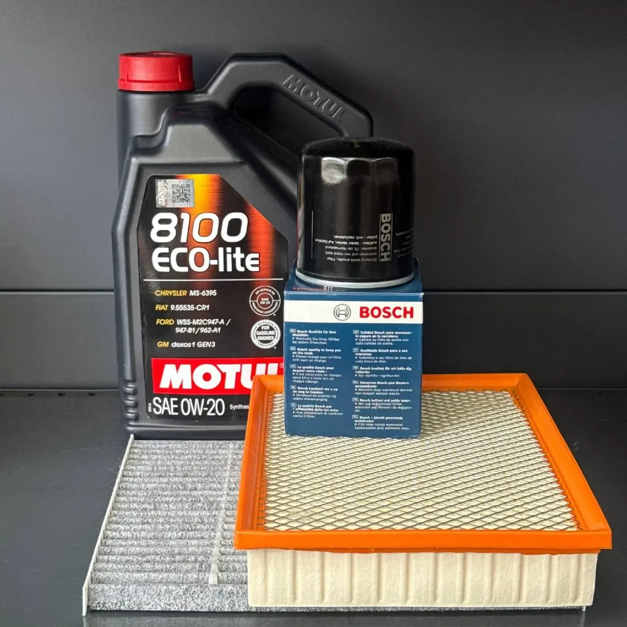 Комплект для ТО Motul 0w20 Ford Fusion (1.5) 15-20/(1.6)13-14 (Маслo, фільтр масляний, фільтр повітряний, фільтр салону вугільний)