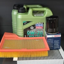 Комплект для ТО Liqui Moly 0w20 Ford Mustang (5.0) 15-21(Масло 8л, фільтр масляний, фільтр повітряний, фільтр салону вугільний)