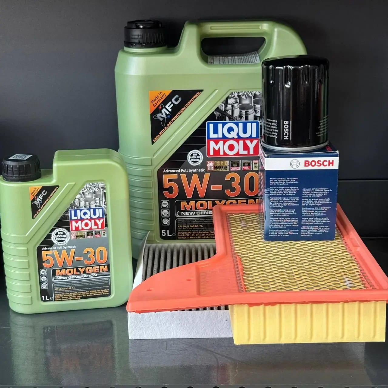 Комплект для ТО Liqui Moly 5w30 Ford Mustang (3.7)15-17 (Масло 6л, фільтр масляний, фільтр повітряний, фільтр салону вугільний)