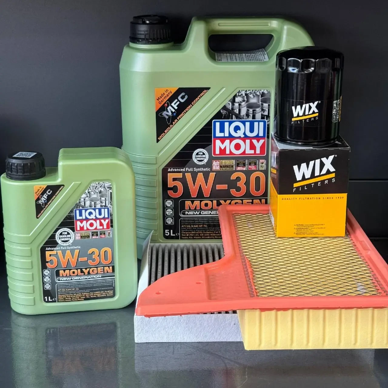 Комплект для ТО Liqui Moly 5w30 Ford Mustang (3.7)15-17 (Масло 6л, фільтр масляний, фільтр повітряний, фільтр салону вугільний)