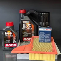 Комплект для ТО Motul  5w30 Ford Mustang (3.7)15-17 (Масло 6л, фільтр масляний, фільтр повітряний, фільтр салону вугільний)