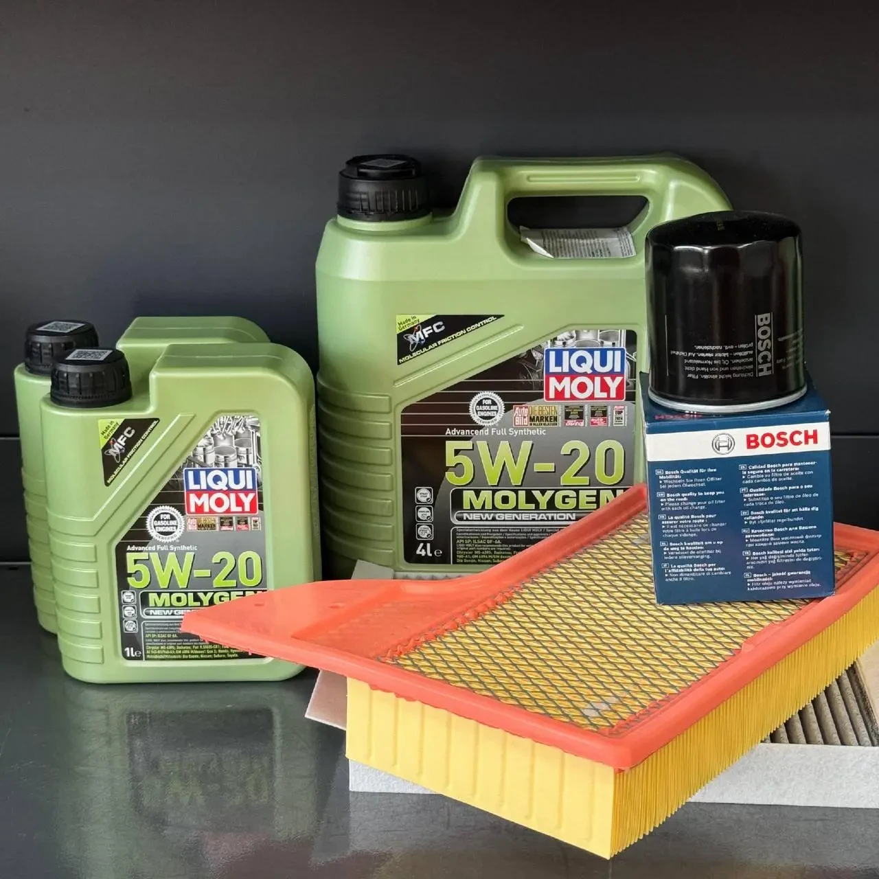 Комплект для ТО Liqui Moly 5w20 Ford Mustang (2.3)15-21 (Масло 6л, фільтр масляний, фільтр повітряний, фільтр салону вугільний)
