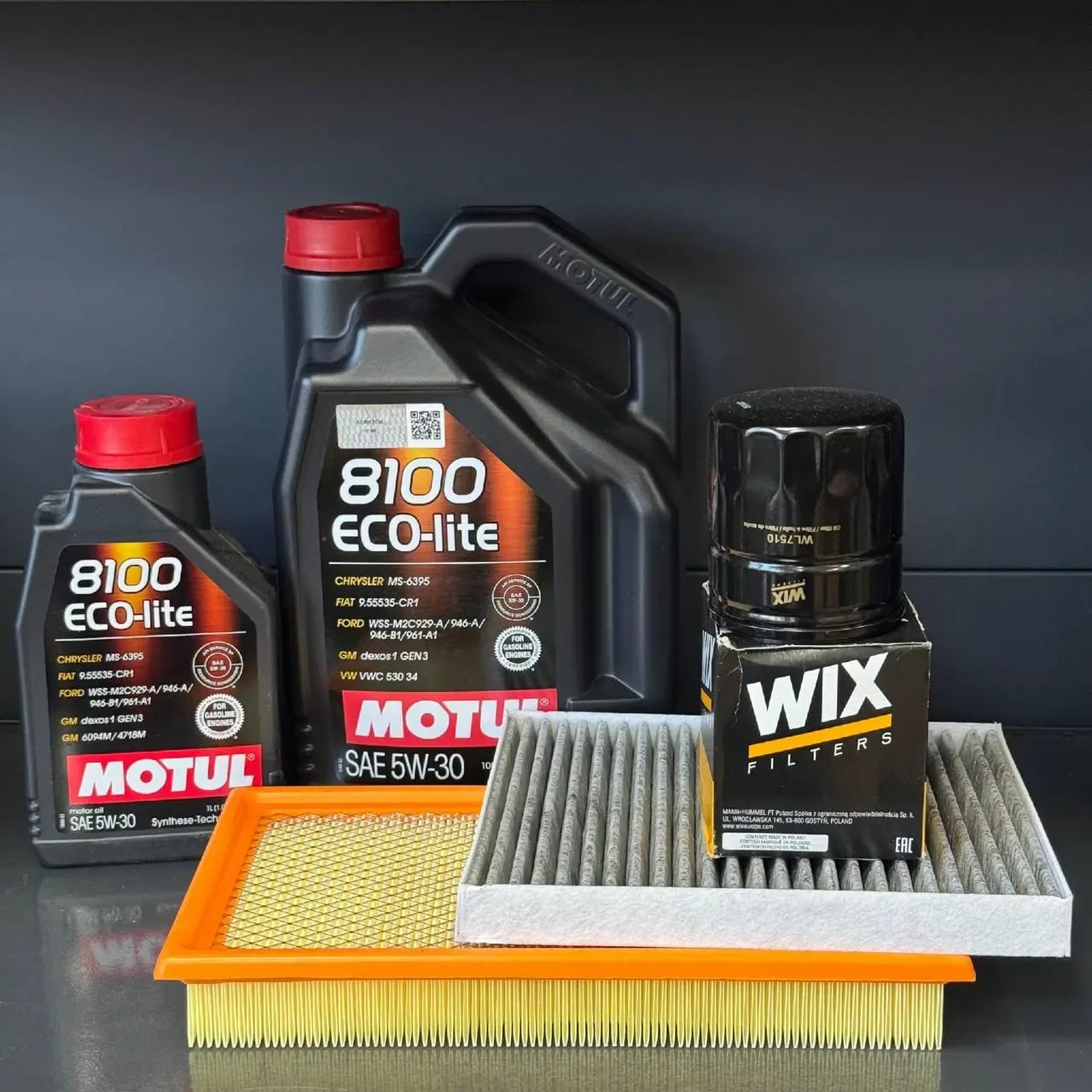 Комплект для ТО Motul 5w30 Ford Explorer(2.0) 12-15/(2.3) 16-19/Lincoln MKT(2.0) 13-16 (Масло 6л, фільтр масляний, фільтр