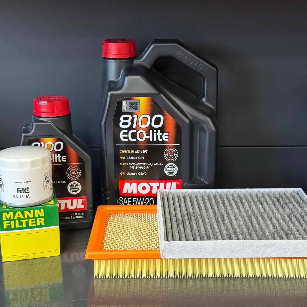 Комплект для ТО Motul 5w20 Ford Explorer(2.0) 12-15/(2.3) 16-19/Lincoln MKT(2.0) 13-16 (Масло 6л, фільтр масляний, фільтр