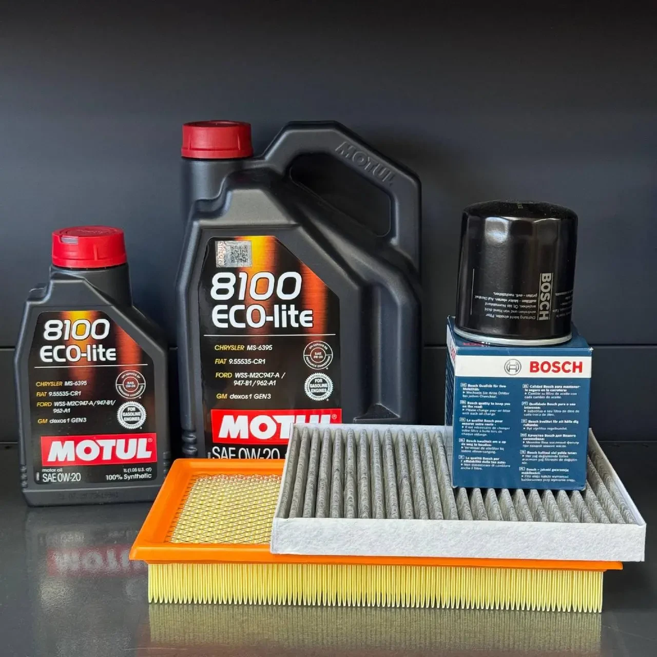 Комплект для ТО Motul 0w20 Ford Explorer(2.0) 12-15/(2.3) 16-19/Lincoln MKT(2.0) 13-16 (Масло 6л, фільтр масляний, фільтр