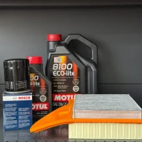 Комплект для ТО Motul 0w20 Ford Mustang (3.7) 13-14 (Масло 6л, фільтр масляний, фільтр повітряний, фільтр салону вугільний)