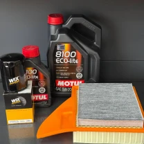 Комплект для ТО Motul 5w20 Ford Mustang (3.7) 13-14 (Масло 6л, фільтр масляний, фільтр повітряний, фільтр салону вугільний)