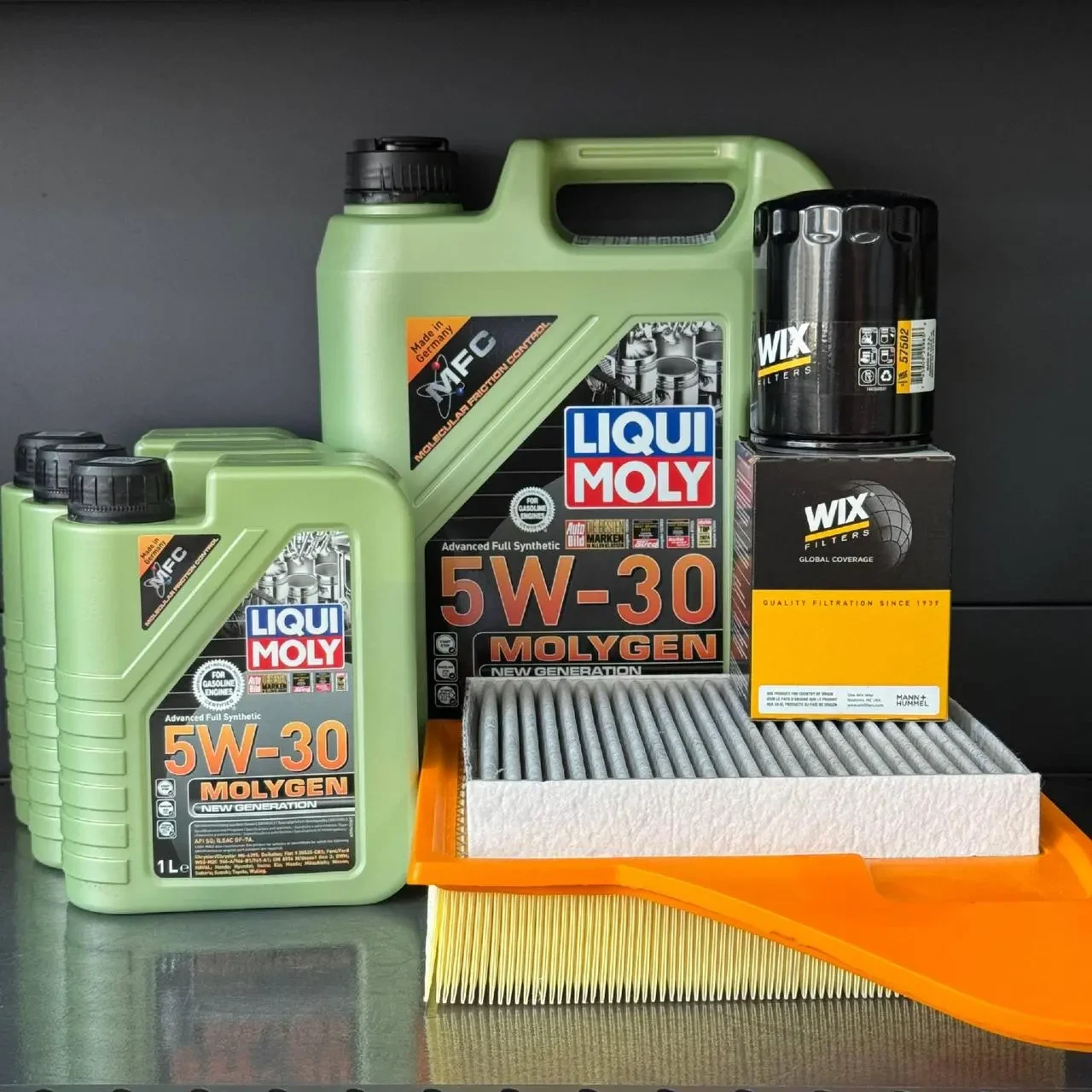 Комплект для ТО Liqui Moly 5w30 Ford Mustang (5.0) 13-14 (Масло 8л, фільтр масляний, фільтр повітряний, фільтр салону вугільний)