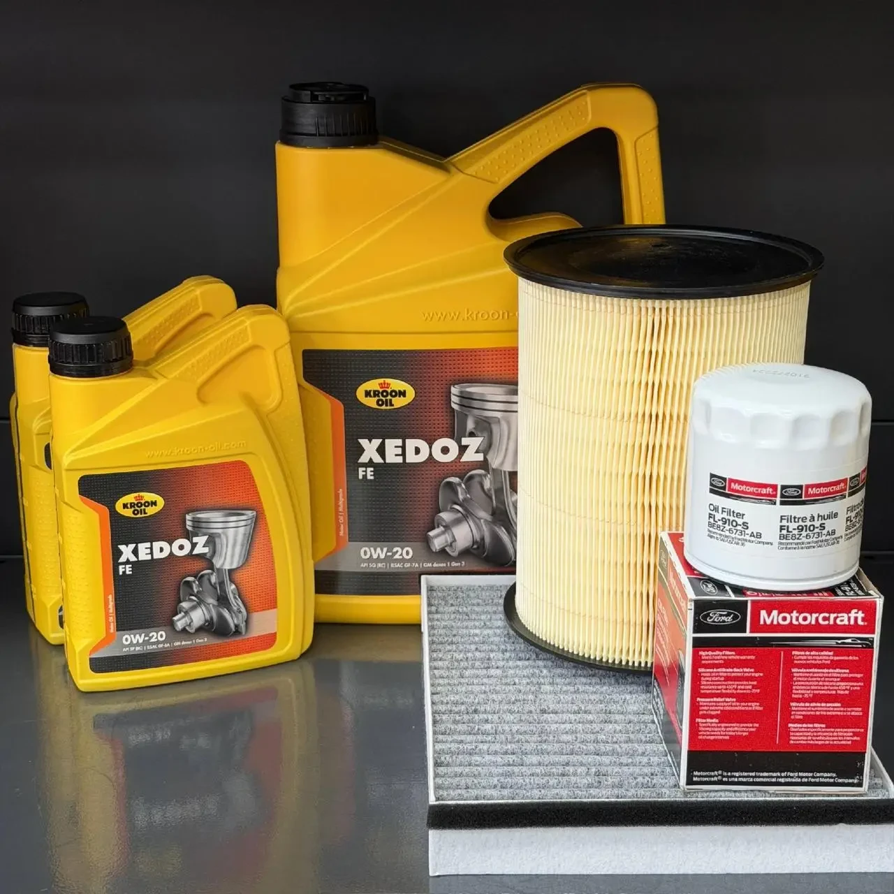 Комплект для ТО KROON OIL 0w20 Ford Transit Connect (1.6 L) 14-16 (Масло 5+1+1л, фільтр масляний, фільтр повітряний, фільтр салону
