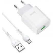Мережевий зарядний пристрій Hoco C72Q Glorious QC3.0 (EU) with MicroUSB cable White