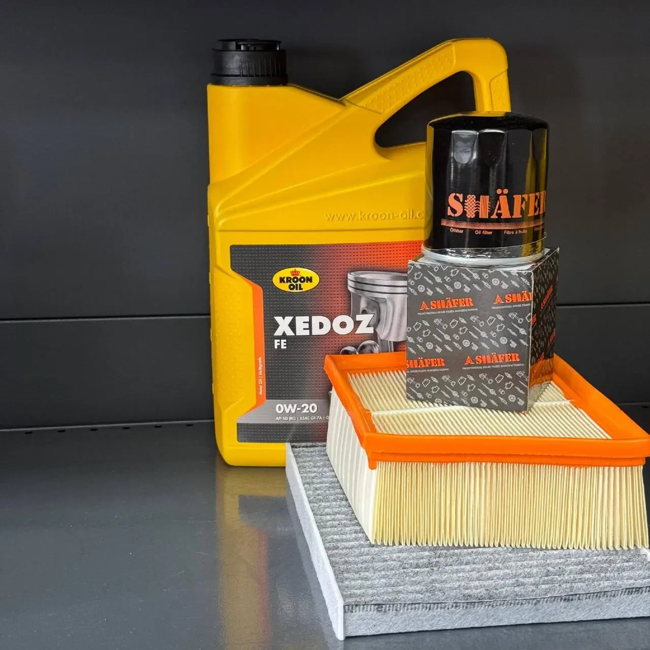 Комплект для ТО KROON OIL 0w20 Ford Fiesta (1.0) 14-17/(1.6) 14-19 (Масло, фільтр масляний, фільтр повітряний, фільтр салону