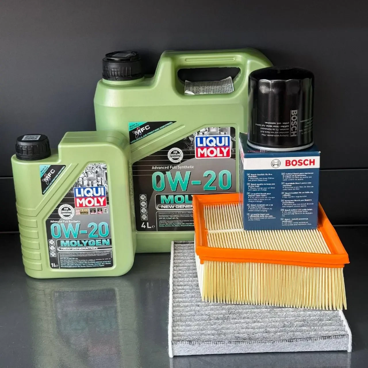 Комплект для ТО Liqui Moly 0w20 Ford Fiesta (1.0) 14-17/(1.6) 14-19 (Масло 4+1, фільтр масляний, фільтр повітряний, фільтр салону