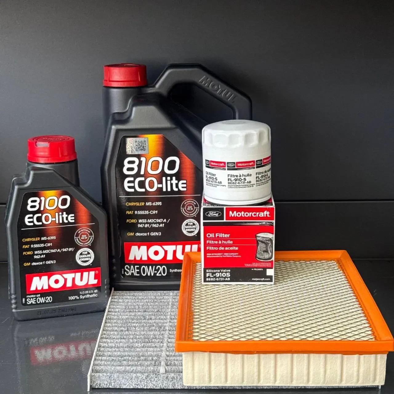 Комплект для ТО Motul 0w20 Ford Edge 2 (2.0)/Edge 4 (2.0)15-20/Fusion(2.5)13-20 Lincoln MKZ(2.0)14-19/Nautilus (2.0)19 (Маслo,