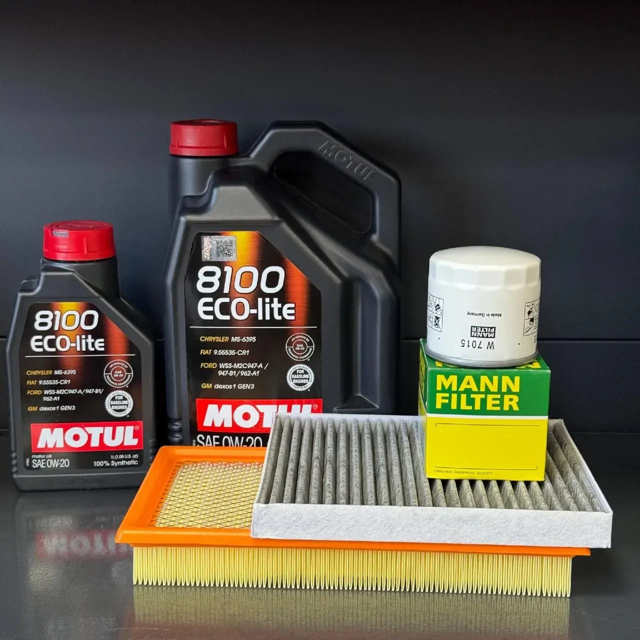Комплект для ТО Motul 0w20 Ford Explorer(2.0) 12-15/(2.3) 16-19/Lincoln MKT(2.0) 13-16 (Масло 6л, фільтр масляний, фільтр