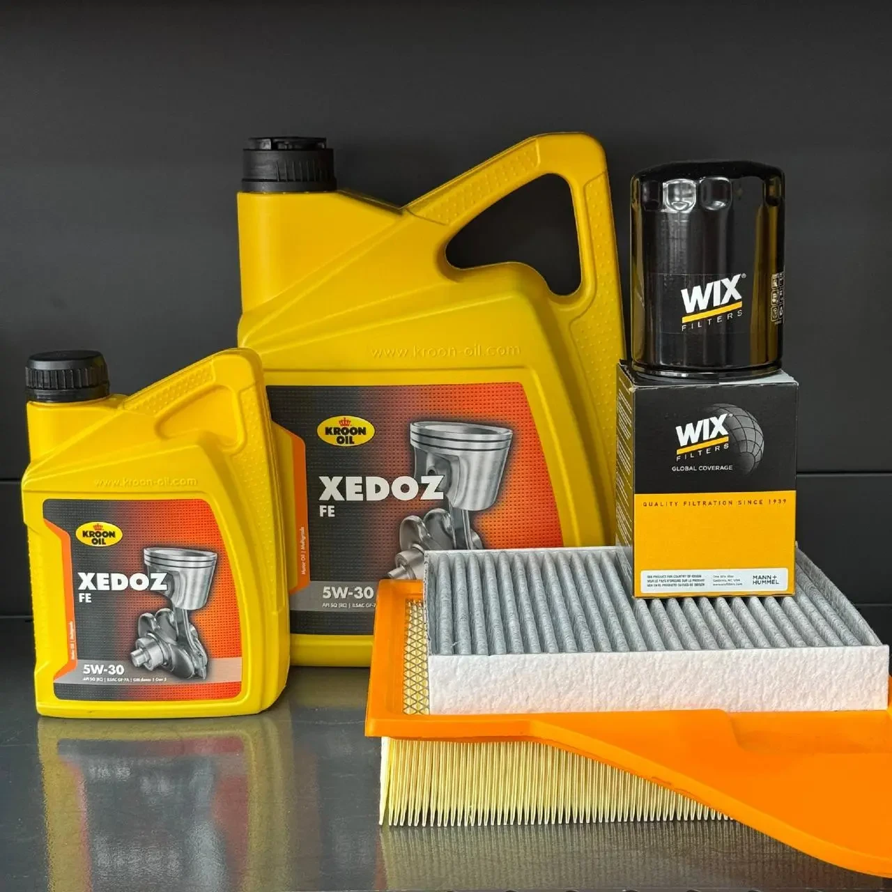 Комплект для ТО KROON OIL 5w30 Ford Mustang (3.7) 13-14 (Масло 6л, фільтр масляний, фільтр повітряний, фільтр салону вугільний)