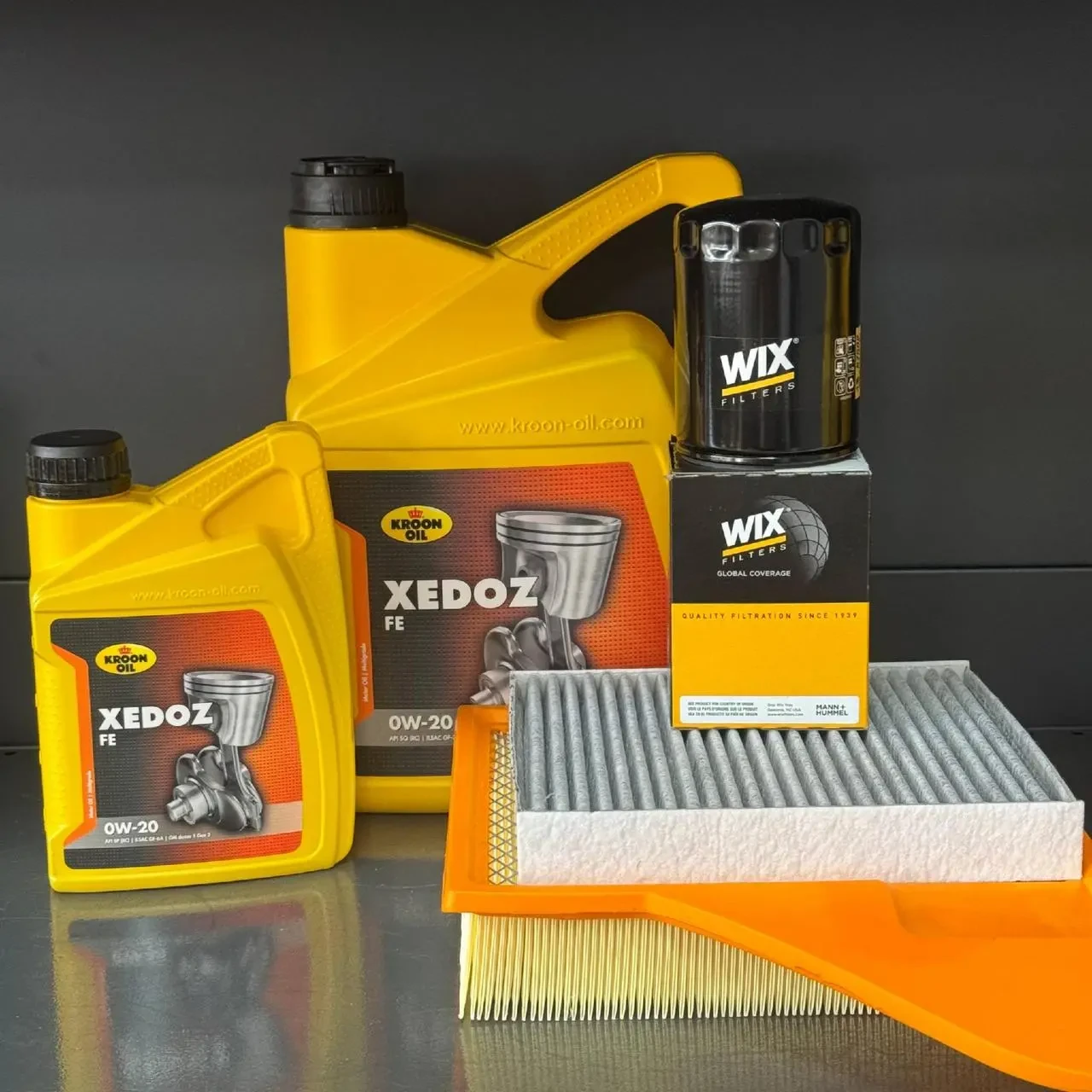 Комплект для ТО KROON OIL 0w20 Ford Mustang (3.7) 13-14 (Масло 6л, фільтр масляний, фільтр повітряний, фільтр салону вугільний)