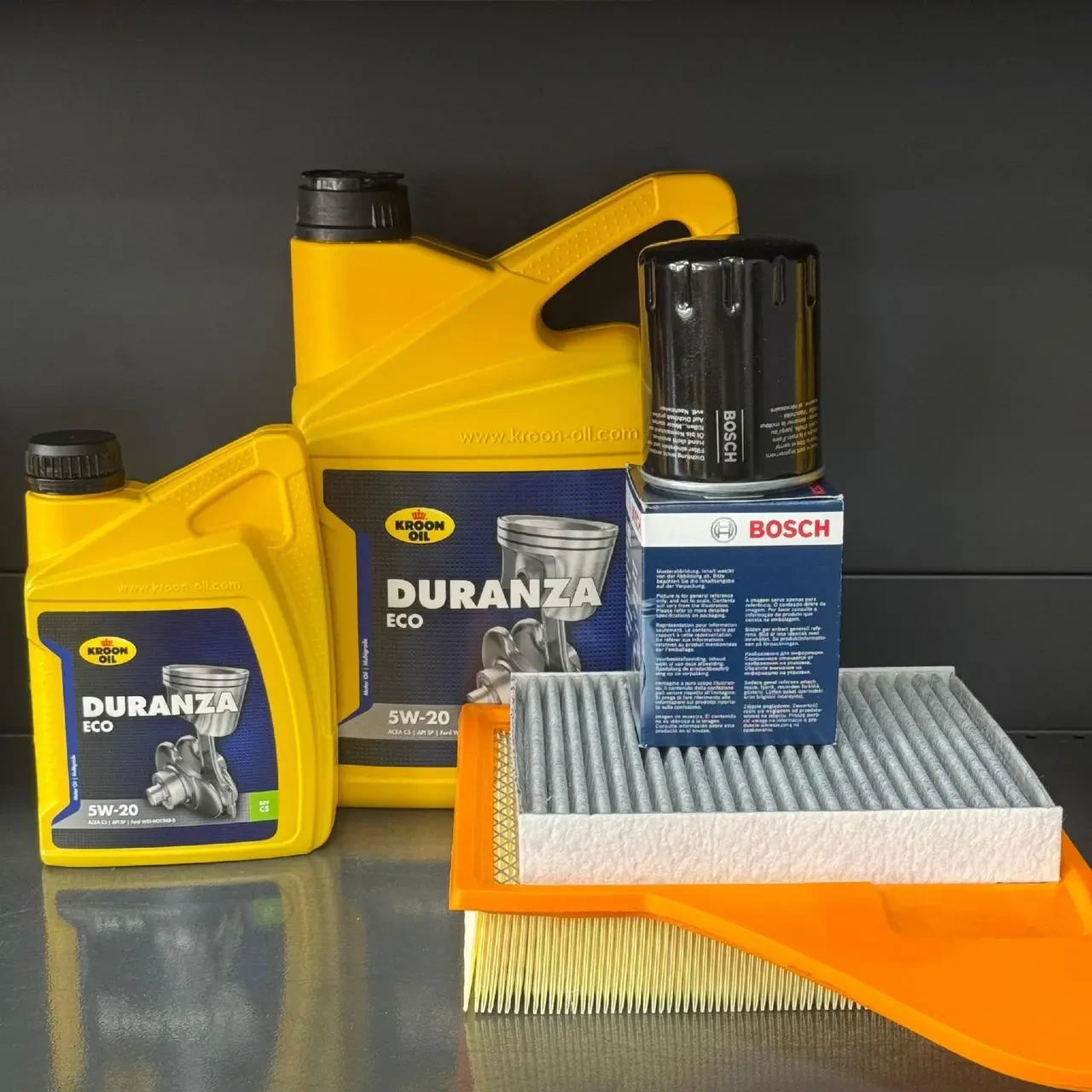 Комплект для ТО KROON OIL 5w20 Ford Mustang (3.7) 13-14 (Масло 6л, фільтр масляний, фільтр повітряний, фільтр салону вугільний)