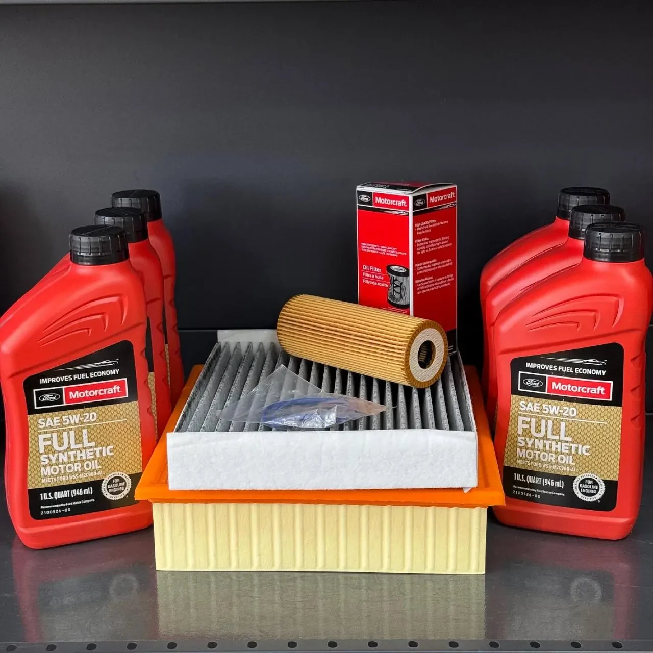 Комплект для ТО Motocraft 5w20 Ford F150 (2.7) 15-20 (Масло, фільтр масляний, фільтр повітряний, фільтр салону вугільний)
