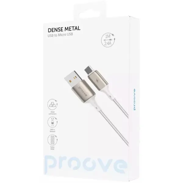Кабель Proove Dense Metal USB to Micro 2.4A 1m White (CCDM20001302) 2