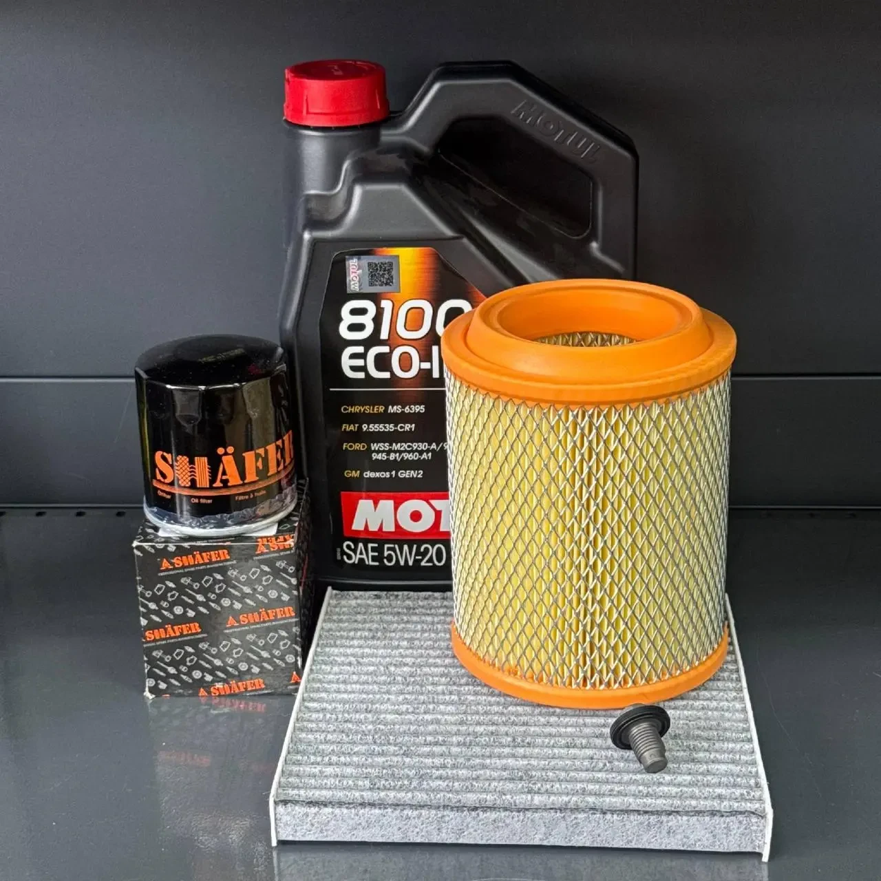 Комплект для ТО Motul  5w20 Jeep Patriot 2.0/2.4 11-16 Compass 2.0/2.4 11-16 Dodge Caliber 2.0 11-12/2.4 11 (Масло, фільтр