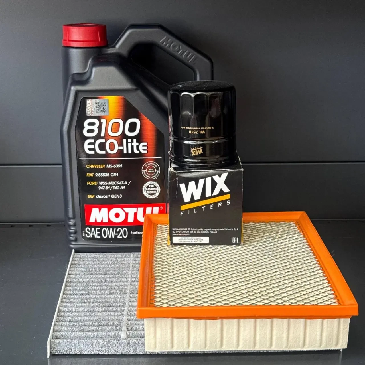 Комплект для ТО Motul 0w20 Ford Fusion (1.5) 15-20/(1.6)13-14 (Маслo, фільтр масляний, фільтр повітряний, фільтр салону вугільний)
