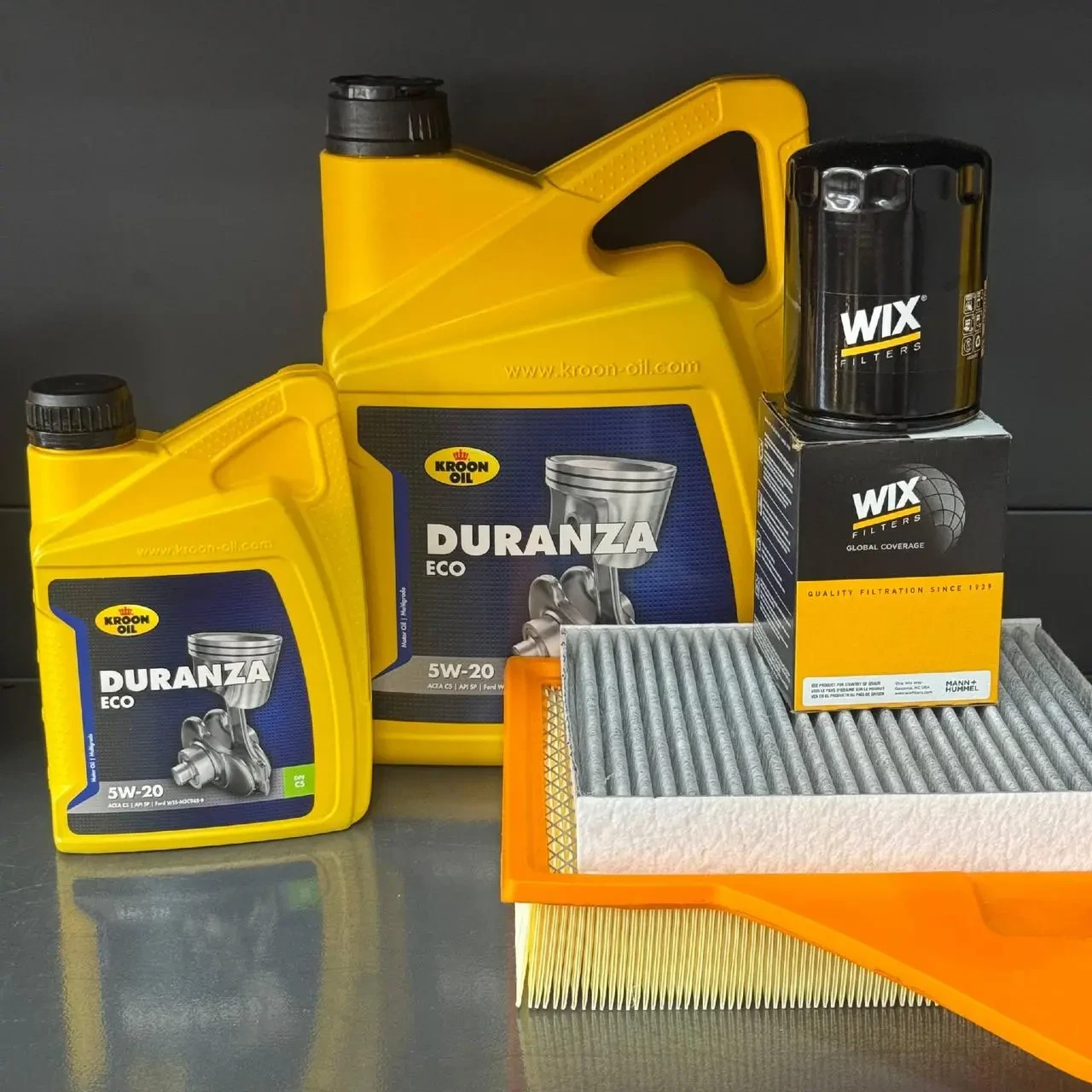 Комплект для ТО KROON OIL 5w20 Ford Mustang (3.7) 13-14 (Масло 6л, фільтр масляний, фільтр повітряний, фільтр салону вугільний)
